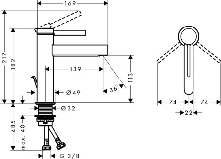 Смеситель Hansgrohe Finoris 110 76020000 для раковины, хром 