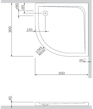 Акриловый поддон для душа AM.PM Spirit W7AT-GSR0-090W Белый 