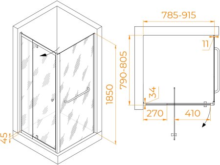 Душевой уголок RGW PA-32-1 (PA-02 + Z-060-1) 800x800 