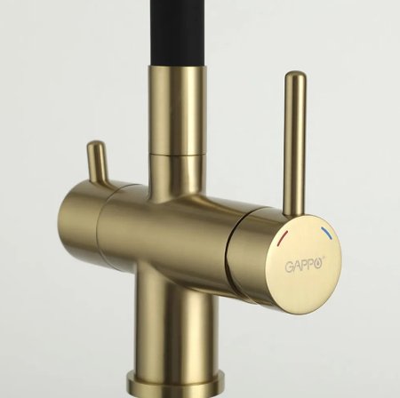 Смеситель для кухни Gappo G4398-33 Золотой сатин Черный 