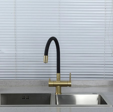 Смеситель для кухни Gappo G4398-33 Золотой сатин Черный 