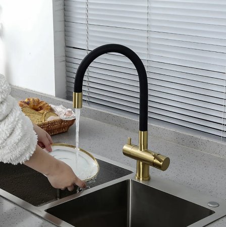 Смеситель для кухни Gappo G4398-33 Золотой сатин Черный 