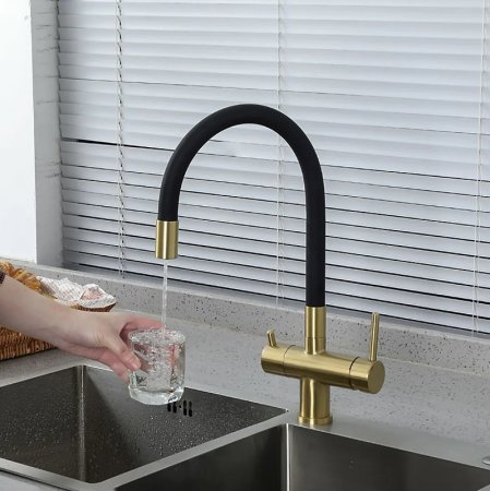 Смеситель для кухни Gappo G4398-33 Золотой сатин Черный 