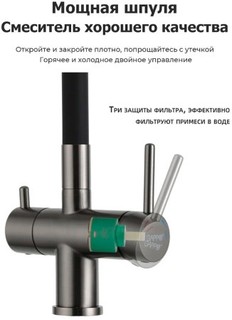 Смеситель для кухни Gappo G4398-39 Оружейная сталь Черный 