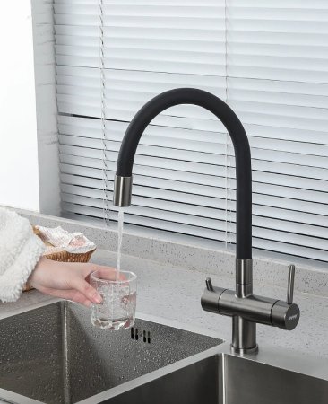 Смеситель для кухни Gappo G4398-39 Оружейная сталь Черный 