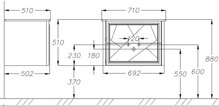 Тумба под раковину Opadiris Луиджи 70 00-00005953 подвесная Серая матовая 