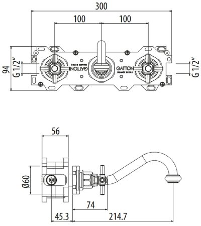 Смеситель для раковины Gattoni TRD TR105/18C0 Хром 