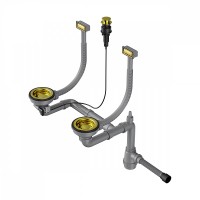 Сифон для мойки Omoikiri WK-2-A-LG с клапаном-автоматом и прямоугольными переливами