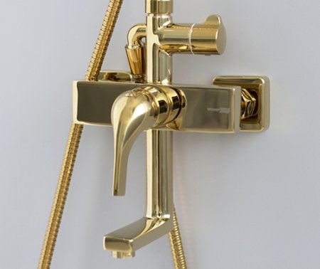 Душевая стойка WasserKRAFT Sauer 7100 A17101 со смесителем, глянцевое золото 