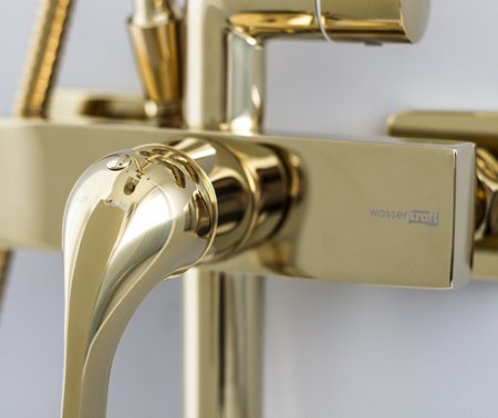 Душевая стойка WasserKRAFT Sauer 7100 A17101 со смесителем, глянцевое золото 