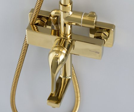 Душевая стойка WasserKRAFT Sauer 7100 A17101 со смесителем, глянцевое золото 