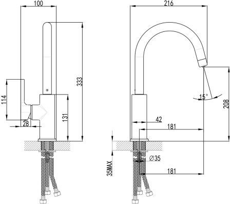 Смеситель для кухни Lemark COMFORT с подключением к фильтру питьевой воды, цвет: жасмин (LM3073PJS) 