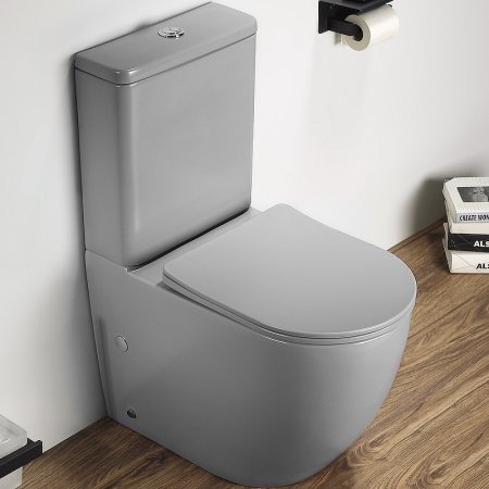 Унитаз компакт CeramaLux 2166XMH Светло-серый матовый с бачком и сиденьем Микролифт 