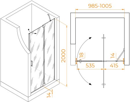 Душевая дверь RGW HO-014 1000 