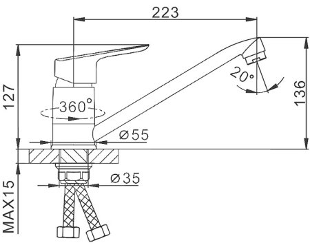 Смеситель для кухни Frap H703 F49703-B Хром 