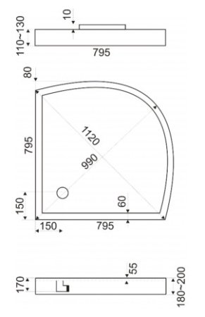 Поддон для душа Bas Pluto 80 