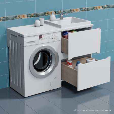Тумба СаНта Лондон 59 напольный с раковиной над стиральной машинкой Юпитер 120 R 