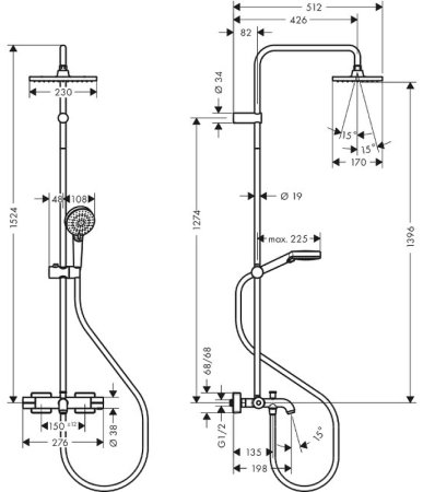 Душевая система Hansgrohe Vernis Shape Showerpipe 26284000 с термостатом Хром 