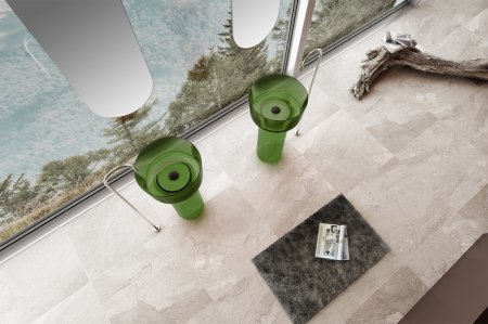 Раковина отдельностоящая прозрачная ABBER Kristall AT2702Emerald-H зеленая 