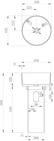 Раковина отдельностоящая прозрачная ABBER Kristall AT2702Emerald-H зеленая 