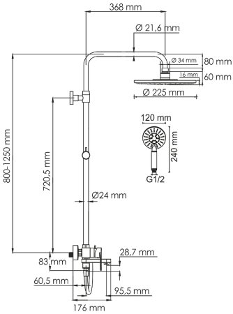 Душевая система WasserKRAFT A185.067.058.WM Белая матовая 