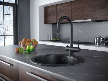 Смеситель Paulmark Heller He213218-401 для кухонной мойки, антрацит 