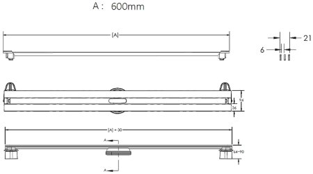 Душевой лоток Berges Super Slim 600 090052 с решеткой Хром матовый 