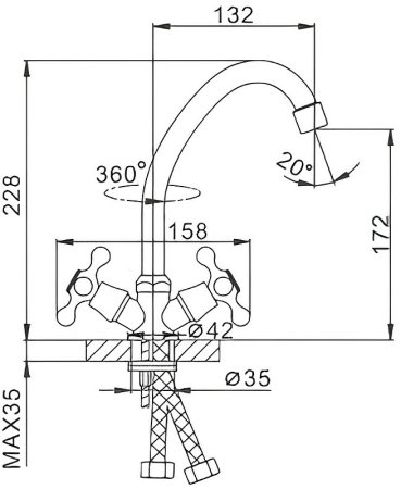 Смеситель для кухни Frap H27 F4027 Хром 