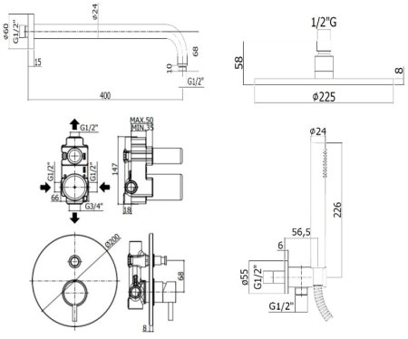 Душевая система Paffoni Light KITLIG015HGSP Золото медовое брашированное 