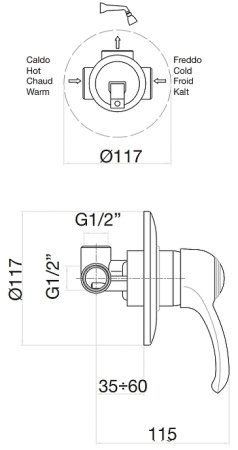 Смеситель для душа Fiore Jafar 47ZZ5130 Бронза 