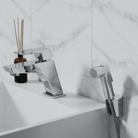 Смеситель для раковины Paini Torre 98CR205/574 с гигиеническим душем Хром 