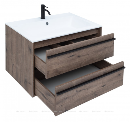Тумба c раковиной Aquanet Lino 80 Дуб Веллингтон 
