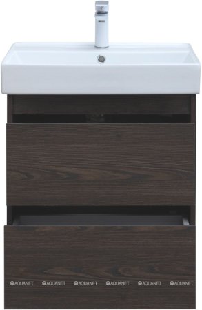 Тумба с раковиной Aquanet Nova Lite 60 дуб черный (2 ящика) 