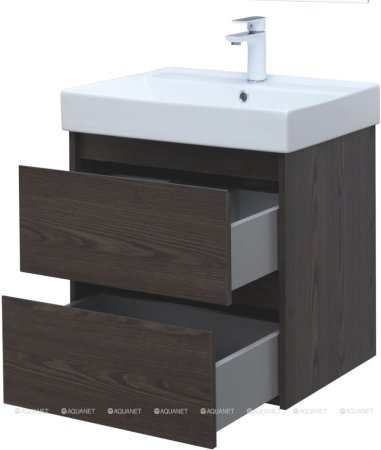 Тумба с раковиной Aquanet Nova Lite 60 дуб черный (2 ящика) 
