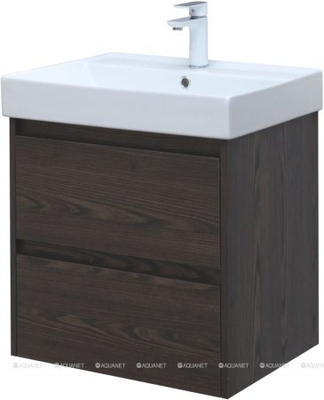 Тумба с раковиной Aquanet Nova Lite 60 дуб черный (2 ящика) 
