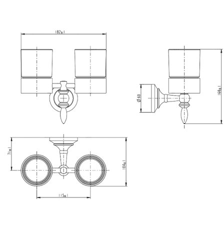 Стакан для зубных щеток Melana MLN-820011 двойной Хром Золото 