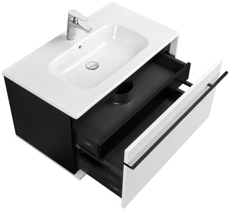 Тумба под раковину Roca Aneto 80 857430806 подвесная Белый глянец Черная матовая 
