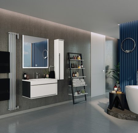 Тумба под раковину Roca Aneto 80 857430806 подвесная Белый глянец Черная матовая 