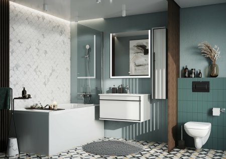 Тумба под раковину Roca Aneto 80 857430806 подвесная Белый глянец Черная матовая 