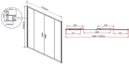 Душевая дверь Vincea Garda 170 VDS-1G2170CL профиль Хром стекло прозрачное 