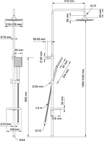 Душевая система Swedbe Calypso 5064 Хром 