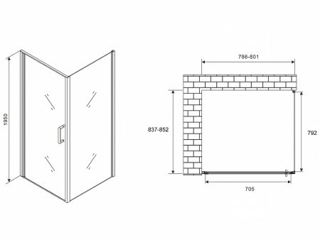 Душевой уголок Abber Sonnenstrand 80x85 AG04080B-S85B профиль Черный стекло прозрачное 