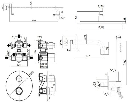 Душевая система Paffoni Light KITLIQ019BO139KING с термостатом Белая матовая 