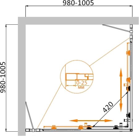 Душевой уголок Cezares Molveno A 22 80+20 C Cr IV 