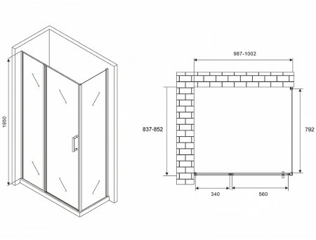 Душевой уголок Abber Sonnenstrand 100x85 AG04100BS-S85B профиль Черный стекло прозрачное 