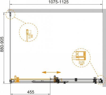 Душевой уголок Cezares Stylus Soft AH 1 110/90 C Cr 