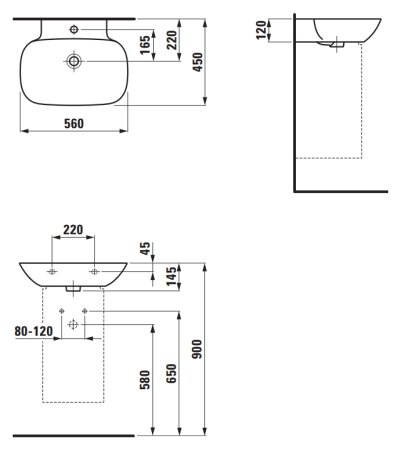 Раковина Laufen Ino 8.1030.2.000.104.1 56 см 
