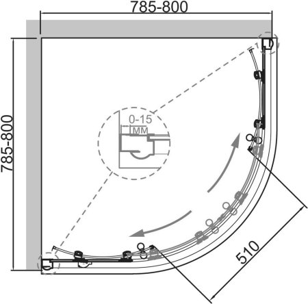 Душевой уголок Cezares Giubileo R2 80 scorrevole CP Br 
