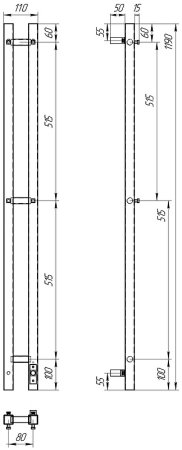 Электрический полотенцесушитель Point Гермес PN13812 П3 80x1200 диммер справа Хром 