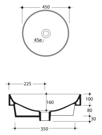 Рукомойник Kerasan Cento 355701 накладной (45 см) 